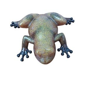 Glitter 4" Resin Frog Figurine Realistic Sparkle Resin Amphibian Collectible